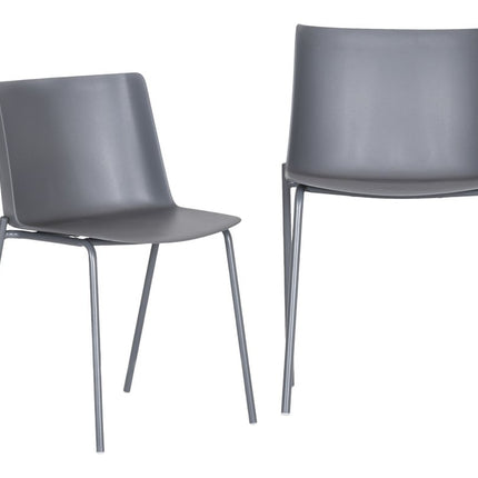 Set of Two Gray Steel and Heavy Duty Plastic Dining Side Chairs HomeRoots