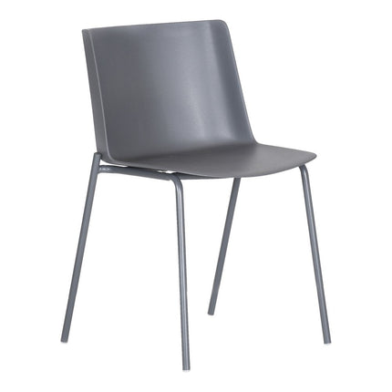 Set of Two Gray Steel and Heavy Duty Plastic Dining Side Chairs HomeRoots