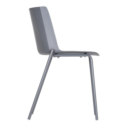 Set of Two Gray Steel and Heavy Duty Plastic Dining Side Chairs HomeRoots