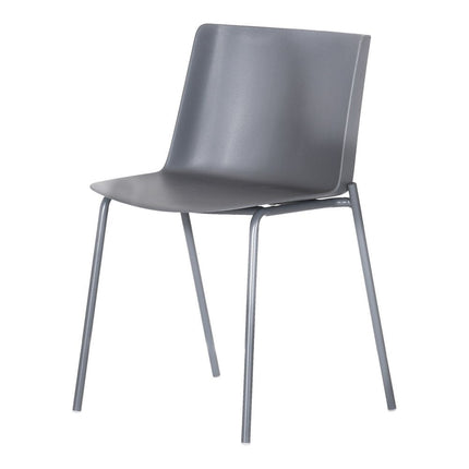Set of Two Gray Steel and Heavy Duty Plastic Dining Side Chairs HomeRoots