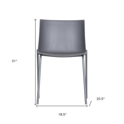 Set of Two Gray Steel and Heavy Duty Plastic Dining Side Chairs HomeRoots