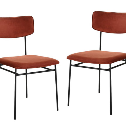 Set of Two Amber and Black Fabric Open Back Dining Side Chairs HomeRoots