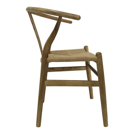 Set of Two Natural Solid Wood Wishbone Back Dining Arm Chairs HomeRoots