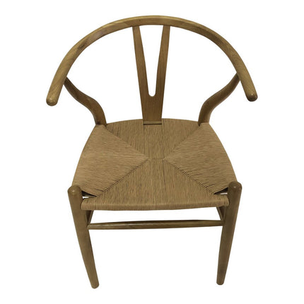 Set of Two Natural Solid Wood Wishbone Back Dining Arm Chairs HomeRoots