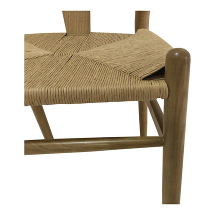 Set of Two Natural Solid Wood Wishbone Back Dining Arm Chairs HomeRoots