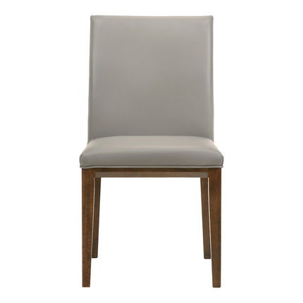 Set of Two Gray and Brown Leather Dining Side Chairs HomeRoots