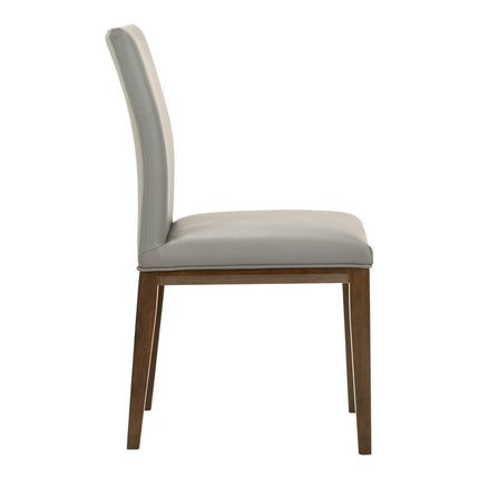Set of Two Gray and Brown Leather Dining Side Chairs HomeRoots