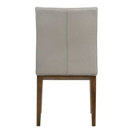 Set of Two Gray and Brown Leather Dining Side Chairs HomeRoots