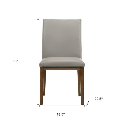 Set of Two Gray and Brown Leather Dining Side Chairs HomeRoots