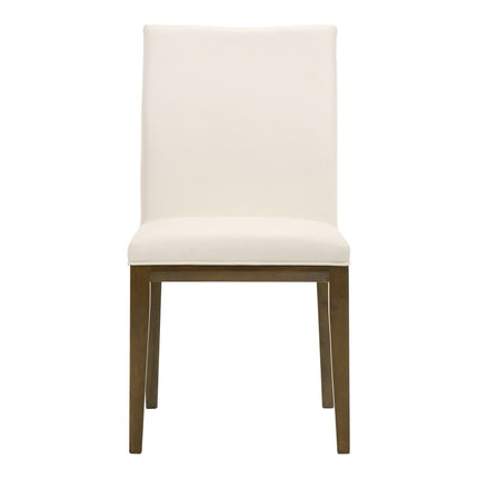 Set of Two White and Brown Leather Dining Side Chairs HomeRoots