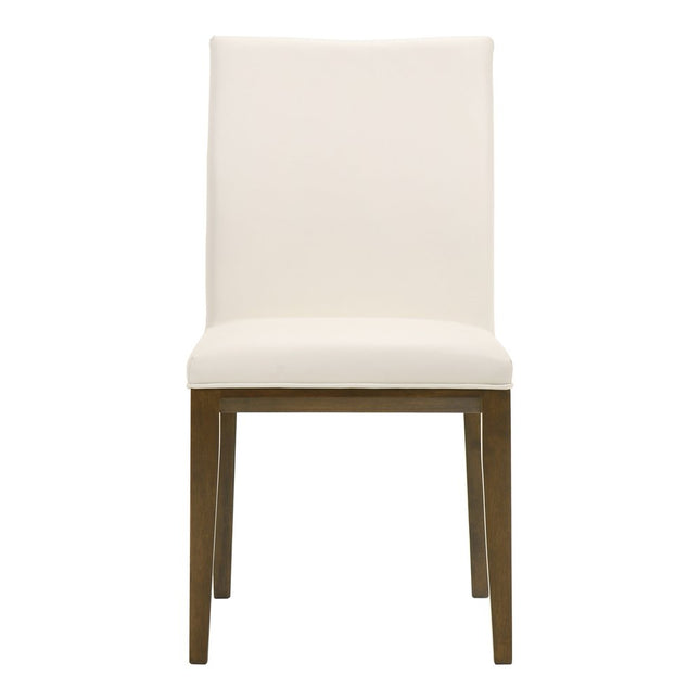 Set of Two White and Brown Leather Dining Side Chairs HomeRoots