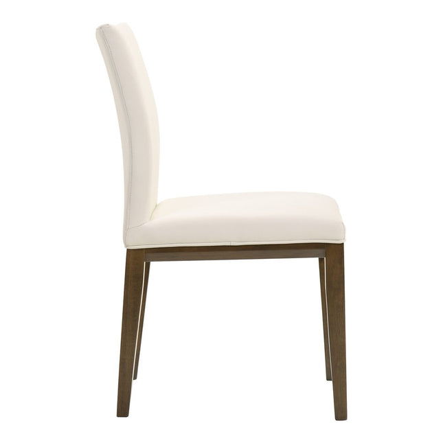 Set of Two White and Brown Leather Dining Side Chairs HomeRoots