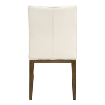 Set of Two White and Brown Leather Dining Side Chairs HomeRoots