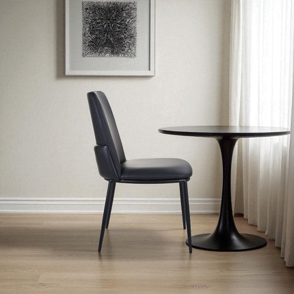 Black Leather Dining Side Chair HomeRoots