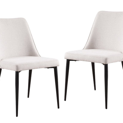Set of Two White and Black Fabric Dining Side Chairs HomeRoots