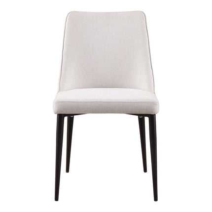 Set of Two White and Black Fabric Dining Side Chairs HomeRoots