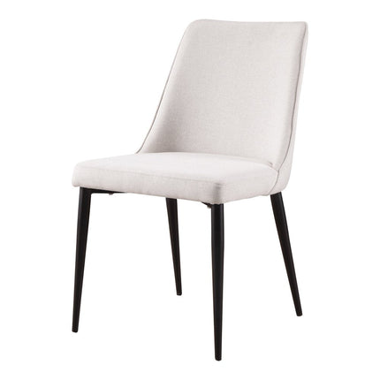Set of Two White and Black Fabric Dining Side Chairs HomeRoots