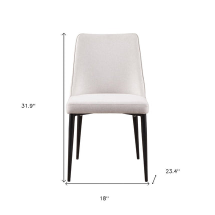 Set of Two White and Black Fabric Dining Side Chairs HomeRoots