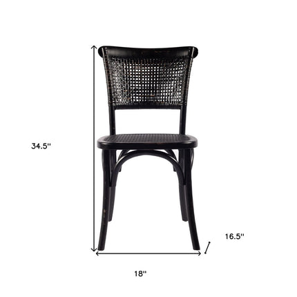 Set of Two Black Rattan Open Back Dining Side Chairs HomeRoots