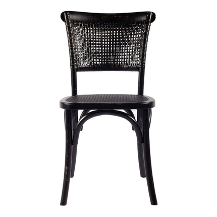 Set of Two Black Rattan Open Back Dining Side Chairs HomeRoots