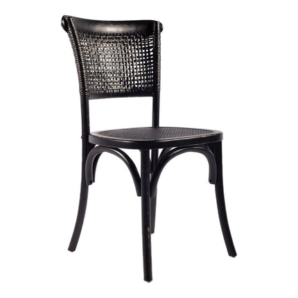 Set of Two Black Rattan Open Back Dining Side Chairs HomeRoots