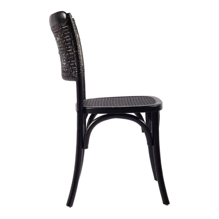 Set of Two Black Rattan Open Back Dining Side Chairs HomeRoots
