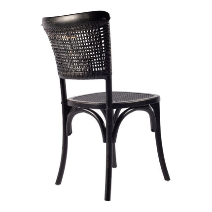 Set of Two Black Rattan Open Back Dining Side Chairs HomeRoots