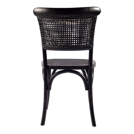 Set of Two Black Rattan Open Back Dining Side Chairs HomeRoots