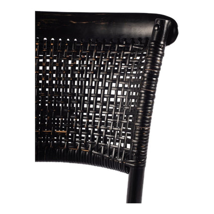 Set of Two Black Rattan Open Back Dining Side Chairs HomeRoots