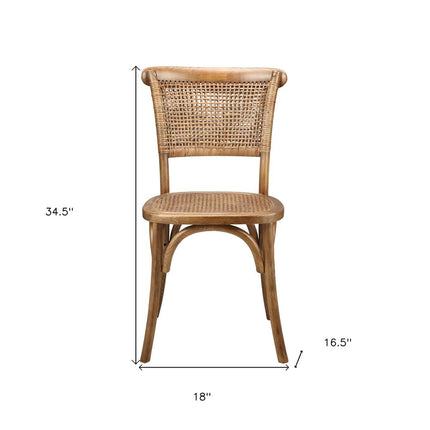 Set of Two Brown Rattan Open Back Dining Side Chairs HomeRoots