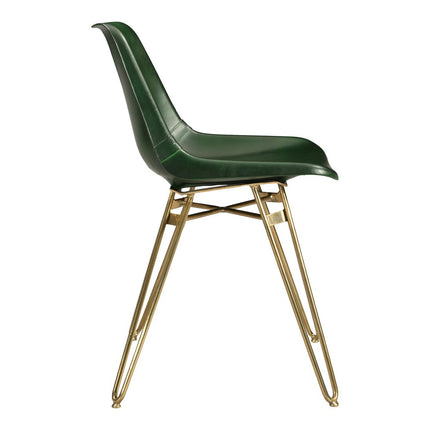 Set of Two Green and Gold Leather Dining Side Chairs HomeRoots