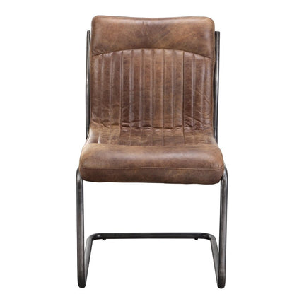 Set of Two Brown and Black Leather Dining Side Chairs HomeRoots