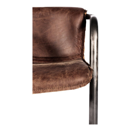 Set of Two Brown and Silver Leather Dining Arm Chairs HomeRoots