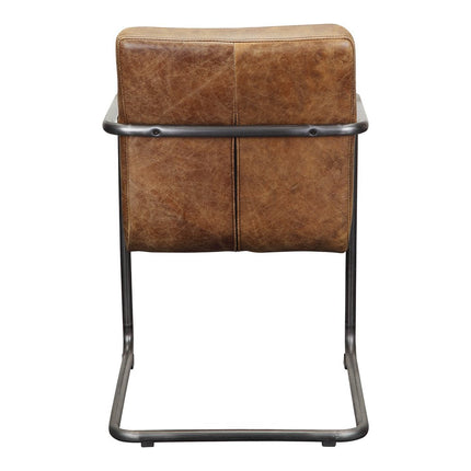 Set of Two Brown and Black Leather Dining Arm Chairs HomeRoots