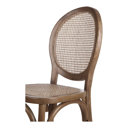 Set of Two Brown Solid Wood and Rattan King Louis Back Dining Arm Chairs HomeRoots