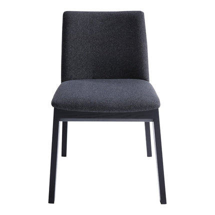 Set of Two Charcoal and Black Fabric Dining Side Chairs HomeRoots