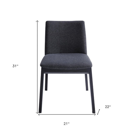 Set of Two Charcoal and Black Fabric Dining Side Chairs HomeRoots