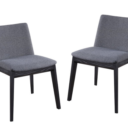 Set of Two Charcoal and Black Fabric Dining Side Chairs HomeRoots