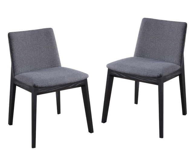 Set of Two Charcoal and Black Fabric Dining Side Chairs HomeRoots