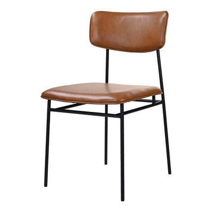 Brown and Black Leather Open Back Dining Side Chair HomeRoots