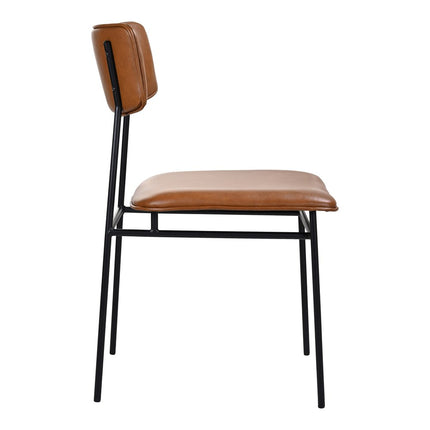 Brown and Black Leather Open Back Dining Side Chair HomeRoots
