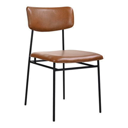 Brown and Black Leather Open Back Dining Side Chair HomeRoots
