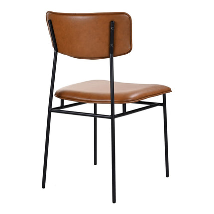 Brown and Black Leather Open Back Dining Side Chair HomeRoots