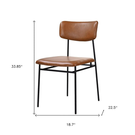 Brown and Black Leather Open Back Dining Side Chair HomeRoots