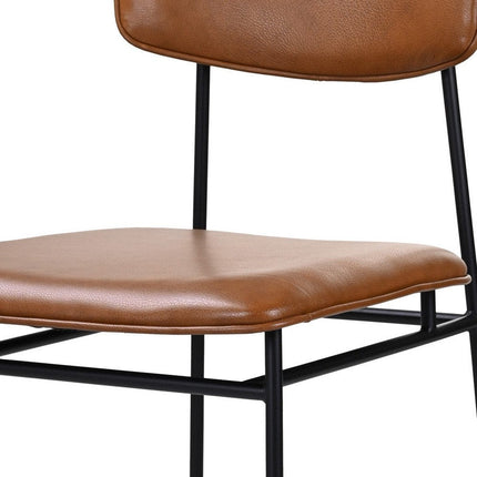 Brown and Black Leather Open Back Dining Side Chair HomeRoots