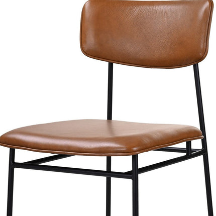 Brown and Black Leather Open Back Dining Side Chair HomeRoots