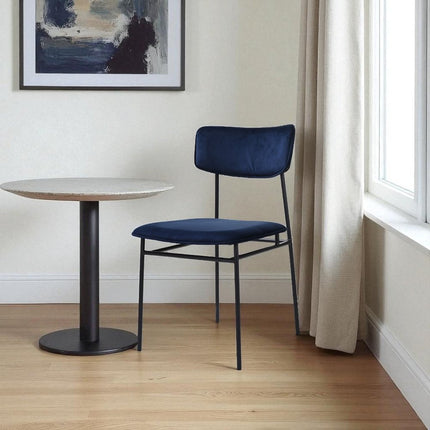 Blue and Black Velvet Open Back Dining Side Chair HomeRoots