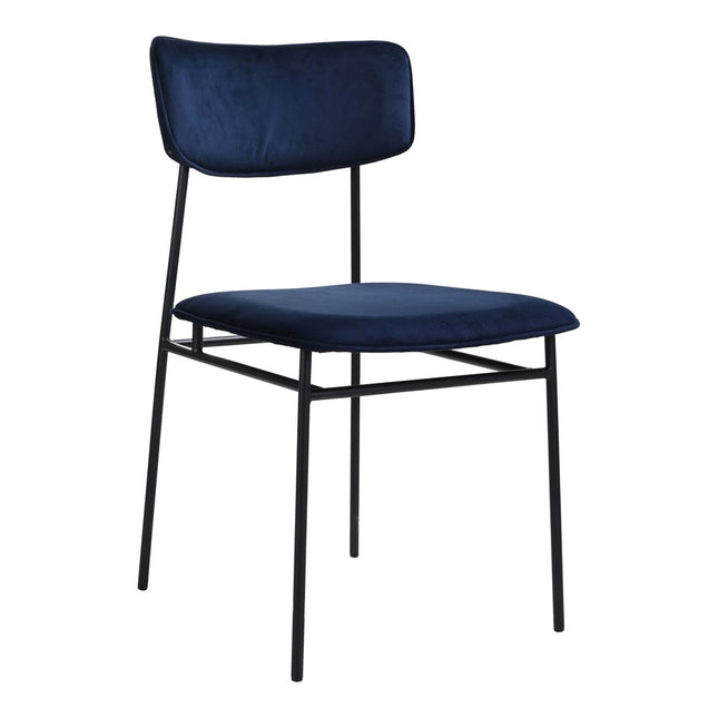 Blue and Black Velvet Open Back Dining Side Chair HomeRoots