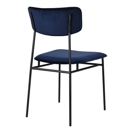 Blue and Black Velvet Open Back Dining Side Chair HomeRoots