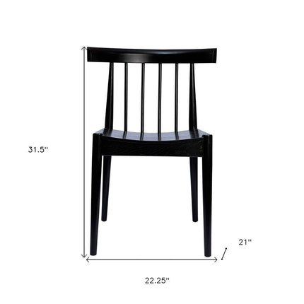 Black Solid Wood and Wood Slat Back Dining Side Chair HomeRoots